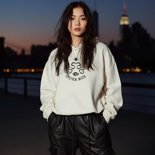 Sacred Talisman Relaxed Hoodie-Ecru